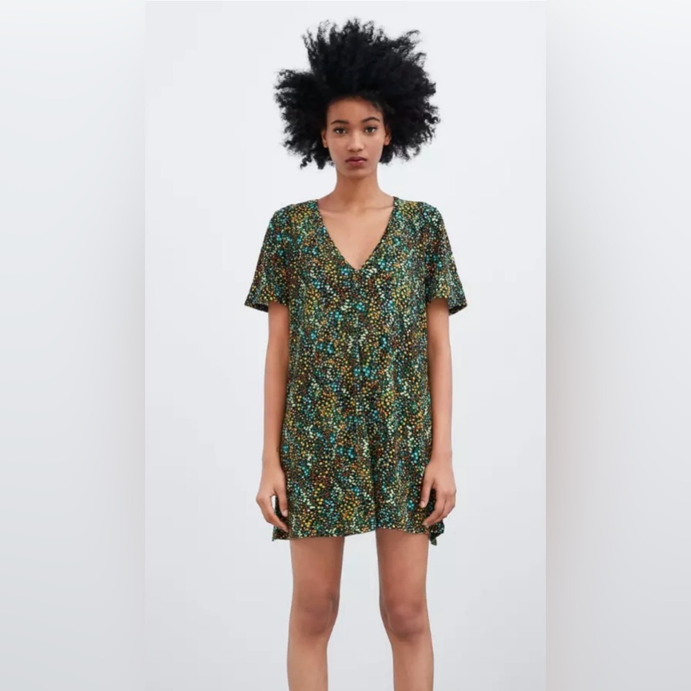 Zara Multicolor V-Neck Dress